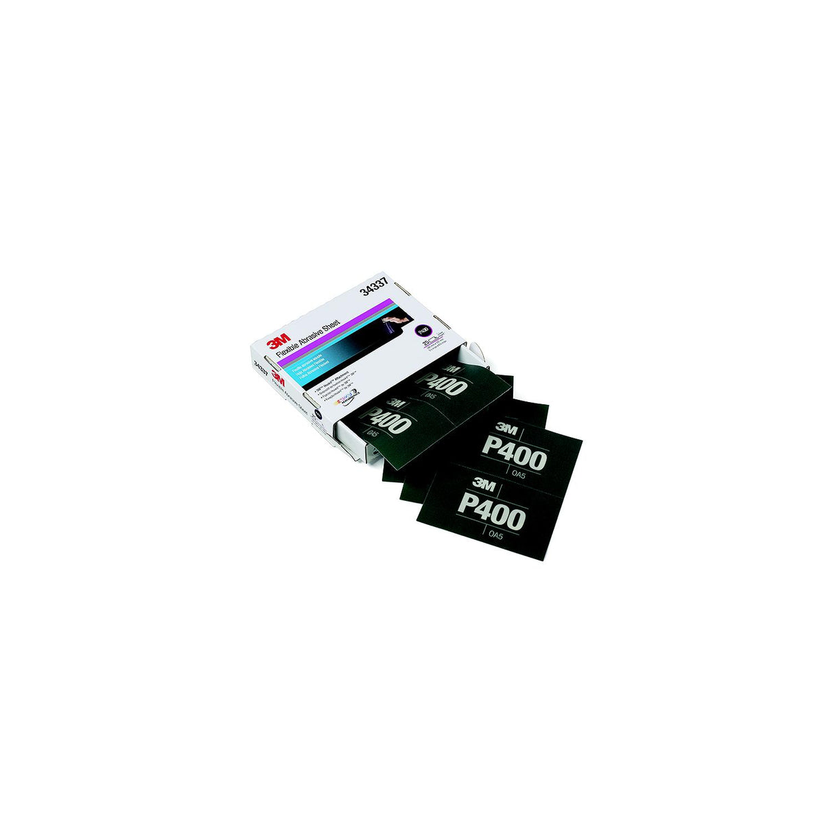 3M Hookit™ Flexible Abrasive Hand Sheet, P400, 25/pk