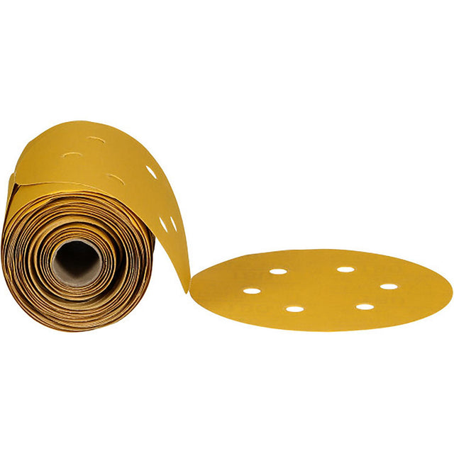 61639 3M™ Stikit™ Gold Abrasive Disc Roll, 500, 6 in, Dust-Free, 100 Discs/Roll, 6 Rolls/Case