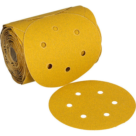 61645 3M™ Stikit™ Gold Abrasive Disc Roll, 80D, 6 in, Dust-Free, 100 Discs/Roll, 6 Rolls/Case