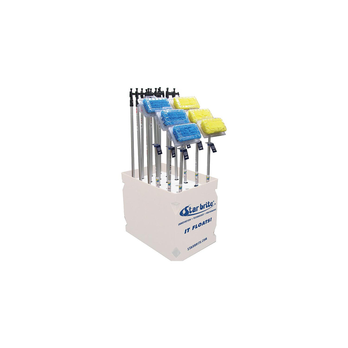 Mixed Display With Boat Hooks, Blue & Yellow Brushes