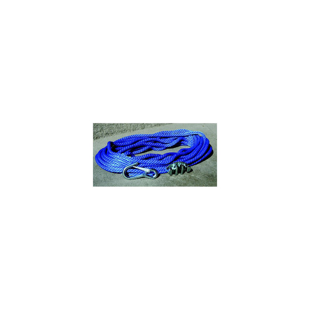 Panther Blue Polypropylene 3/8" Anchor Rope Includes No-Tie Rope Cleat and Snap Hook