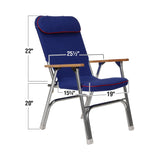 Seachoice High-Back Canvas Folding Chair, Blue w/ Red Trim, Folds For Easy Storage