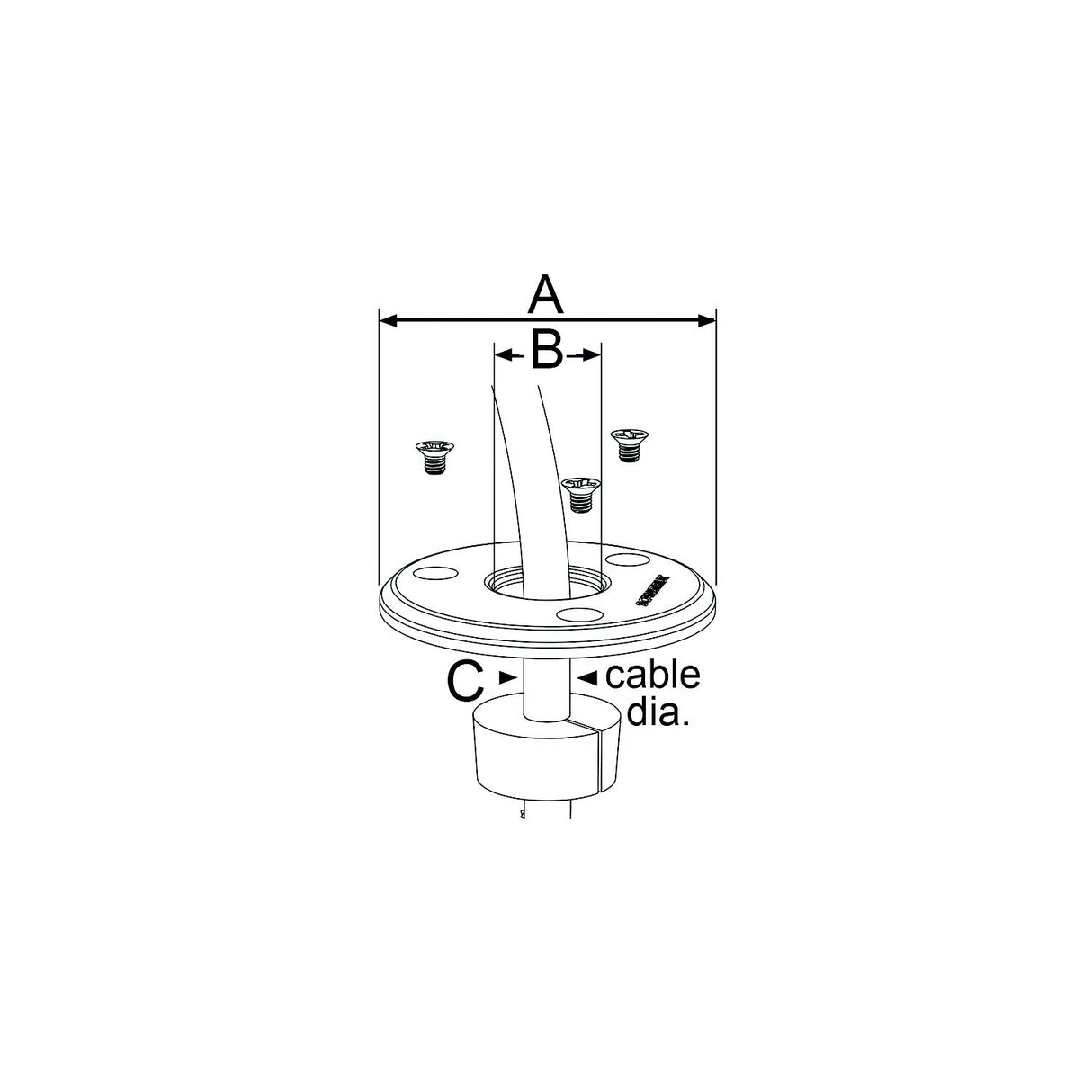 Scanstrut DSLP21BS Low Profile Cable Seal, Stainless Steel, fits 9-14mm cable