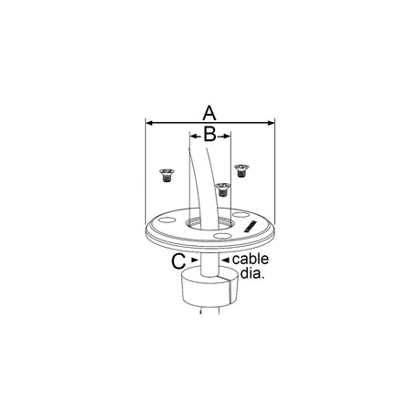 Scanstrut  DSLP21AS  Low Profile Cable Seal, Stainless Steel, fits 4-9mm cable