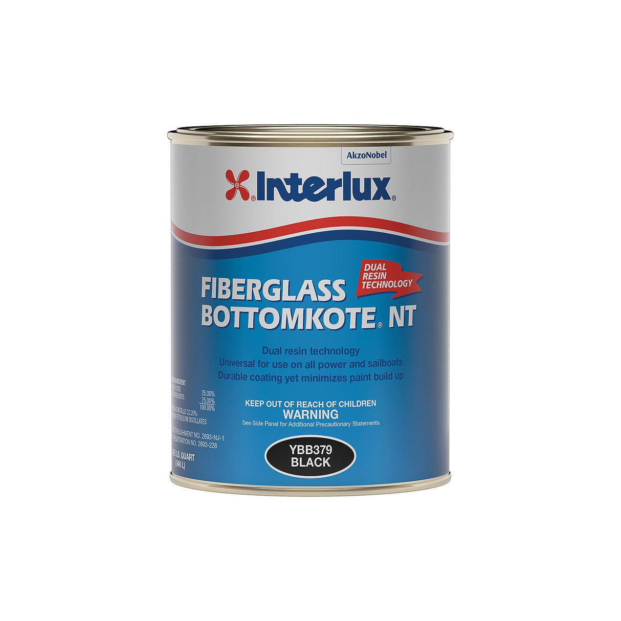 Interlux YBB379Q Fiberglass Bottomkote® NT Bottom Paint, Black, Qt.