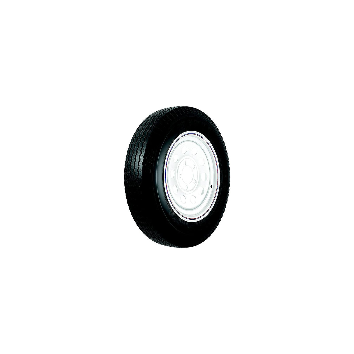 Loadstar Bias Tire and Wheel (Rim) Assembly K353 530-12 5 Hole 6 Ply, White With Stripe, Modular