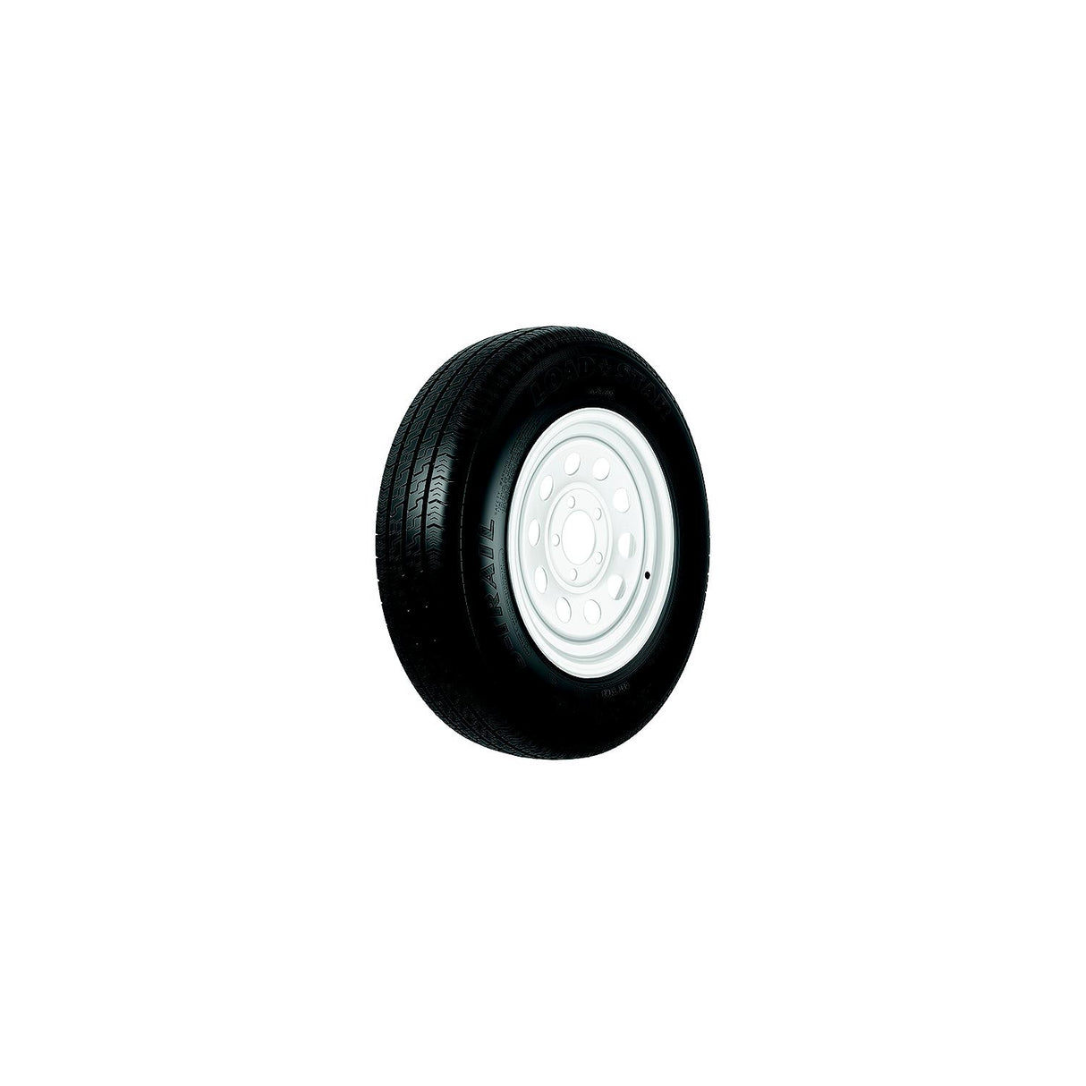 Loadstar Bias Tire and Wheel (Rim) Assembly KR25 ST145/R-12 5-Hole 8 Ply, White, Modular