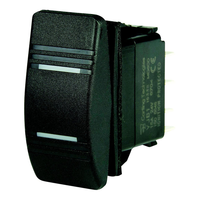 BEP 1001808 Weather Resistant Contura Rocker Switch, On-Off-On, DPDT, 1/4" Blade Terminals, Illuminated Amber (2 Positions)