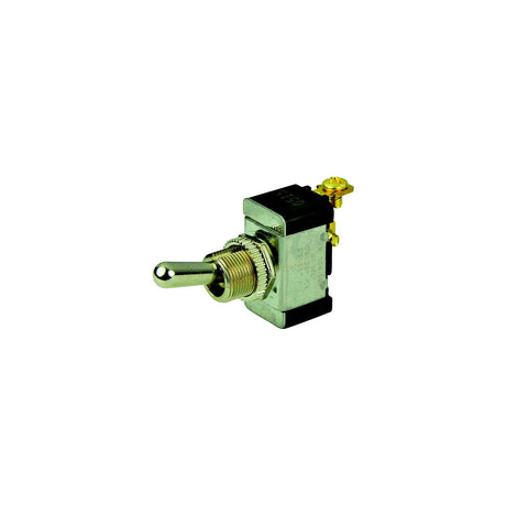BEP 1002002 Chrome Plated Toggle Switch, Off-(On), SPST, #6–32 Screw Terminals
