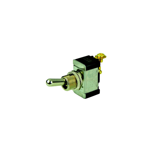 BEP 1002002 Chrome Plated Toggle Switch, Off-(On), SPST, #6–32 Screw Terminals