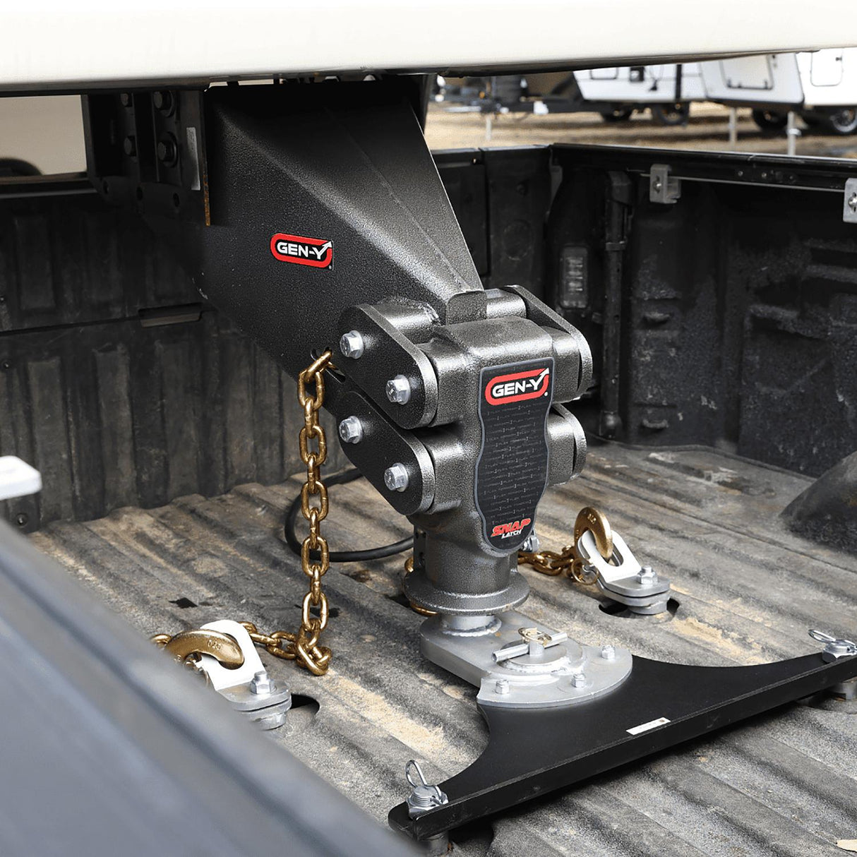 Gen Y Hitch GH8075AL 5th Wheel Pin Box Replacement with Gooseneck SnapLatch Coupler, Ball Size: 2 5/16″ , Capacity: 30,000, Description Executive Torsion-Flex 5th Wheel Pin Box Replacement, 3.5K – 6.5K pin