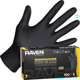 Raven Safety, 66519, Nitrile 7mil Blk Glove L 100/bx, Nitrile, 7 mil, 9.5", Exam, Black, 9.25 x 5.25 x 3.75