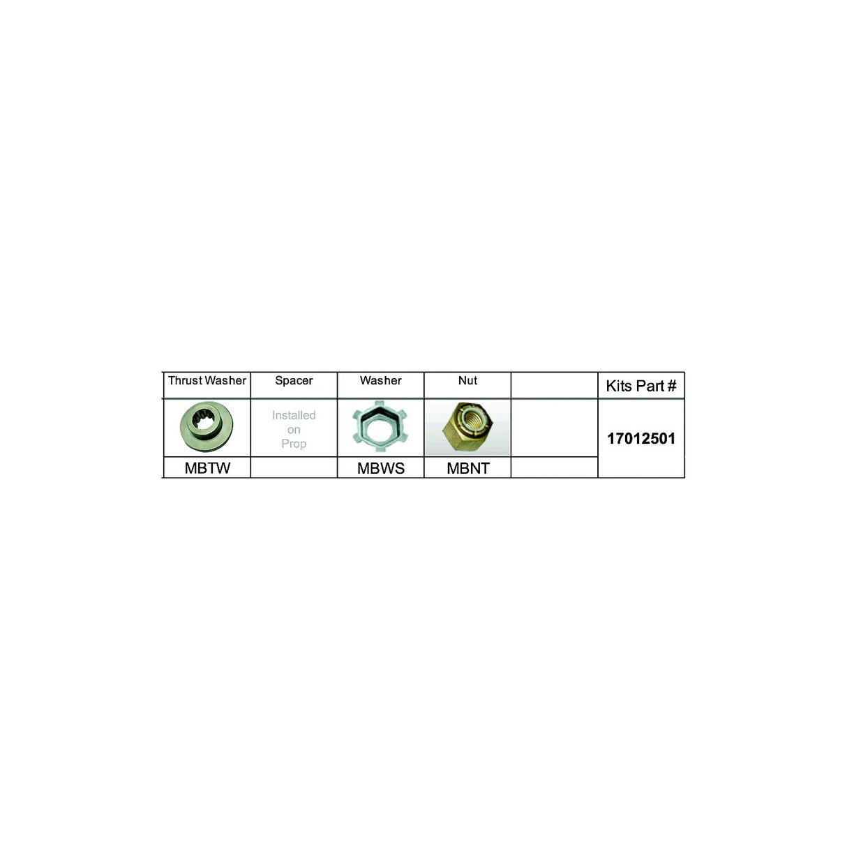 Solas 17012501 Fixed Hub Prop Hardware Kit - Mercury, Type B