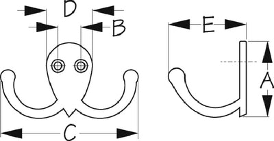 Sea-Dog Line 671510-1 Chrome Brass Double Coat Hook - LMC Shop